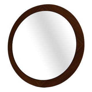 Scandinavian Glass and Teak Mirror, 1960s For Sale