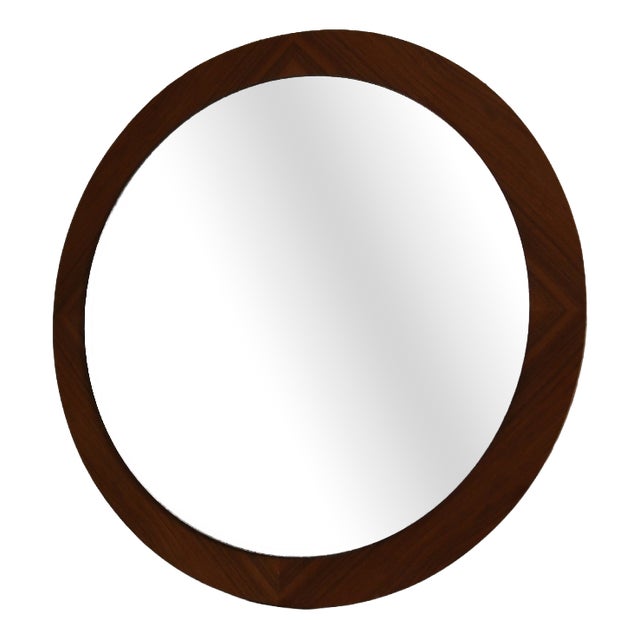 Scandinavian Glass and Teak Mirror, 1960s For Sale