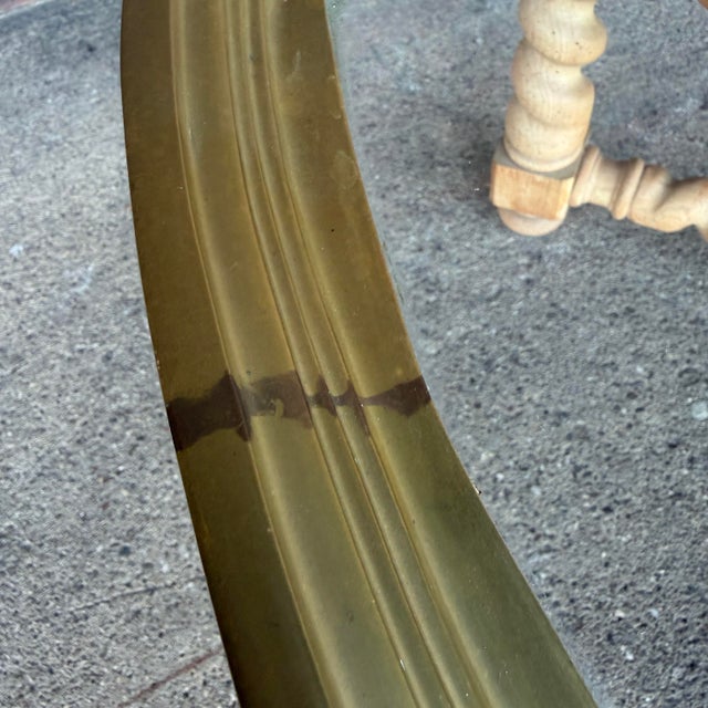 Mid 20th Century Baker Furniture Brass Glass and Oak Barley Twist Regency Coffee Table For Sale - Image 5 of 12