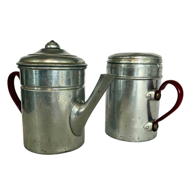 Vintage French Drip Percolator and Coffee Pot in Aluminum from Reverso, 1950s, Set of 2 For Sale - Image 9 of 10