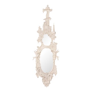 1971 Gampel Stoll White Gloss Chinoiserie Pagoda Mirror For Sale