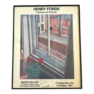 1981 Signed Henry Fonda Painting Exhibition Poster, Framed For Sale