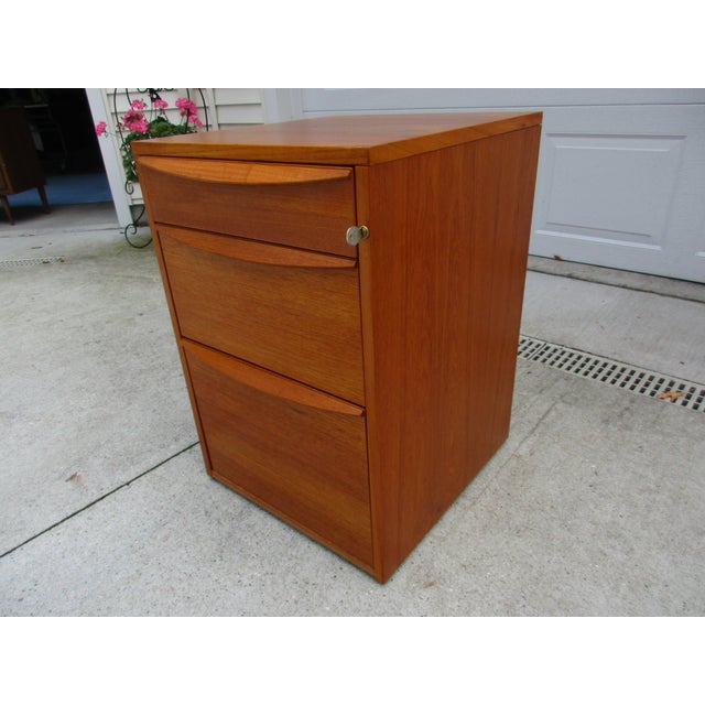 Teak Three Drawer Locking File Cabinet Danish Modern Chairish