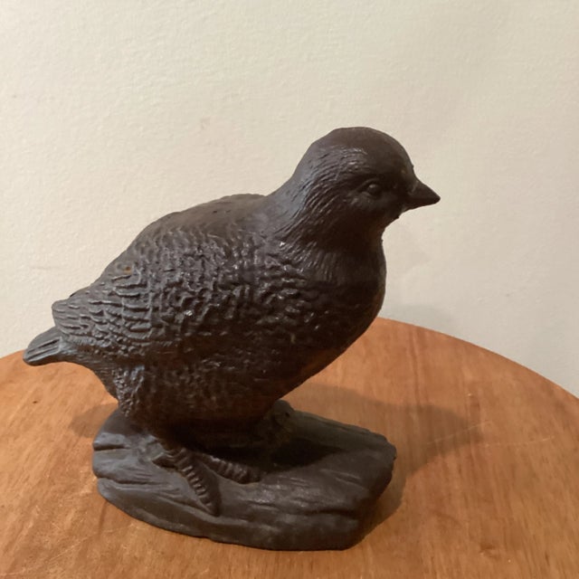 Vintage Heavy Rusted Cast Iron Quail Sculpture For Sale - Image 10 of 12