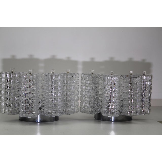 Mid-Century Modern Cubist Wall Lights from Stölzle, 1960s, Set of 2 For Sale - Image 3 of 18