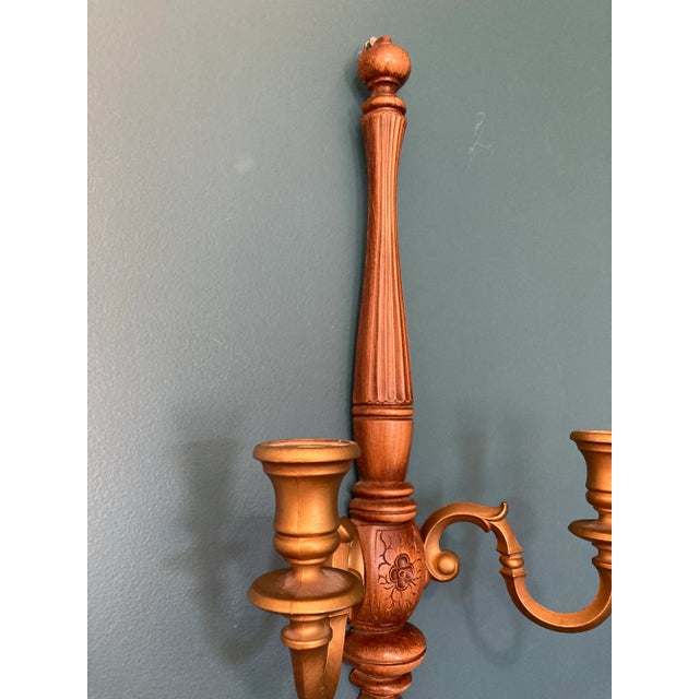Wood Vintage Wood & Resin Wall Candle Sconce For Sale - Image 7 of 9