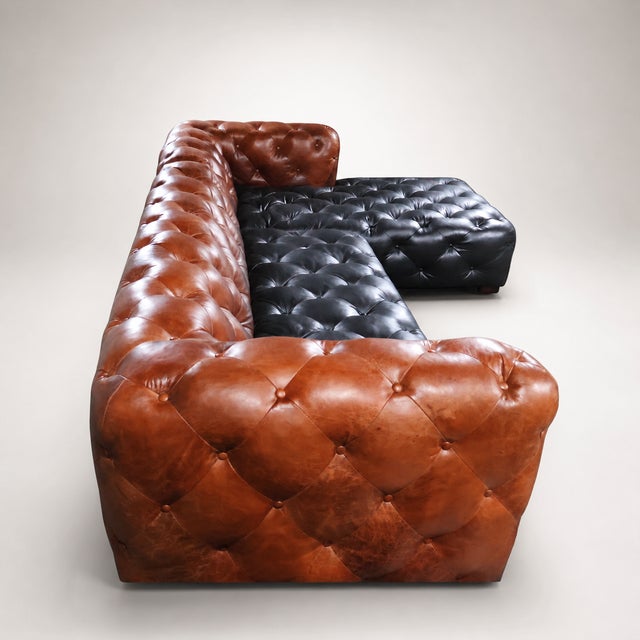 Contemporary Loom Noir Pavé Two-Tone Leather Sectional For Sale - Image 3 of 8