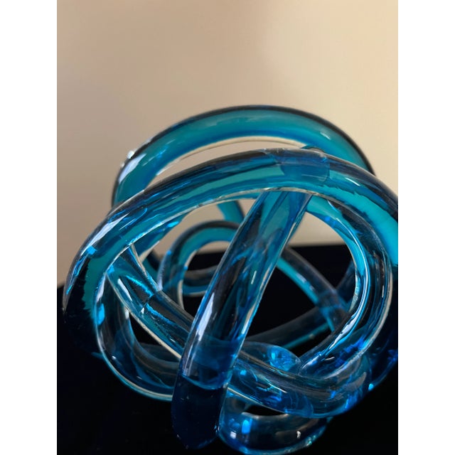 Glass Blue Ocean Swirl Glass Art For Sale - Image 7 of 10
