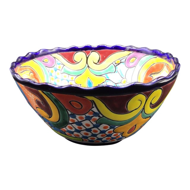Scalloped Cobalt Tavalera Bowl For Sale