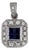 0.75ctw Blue Sapphire Diamond Halo Pendant 18k White Gold Small Drop For Sale