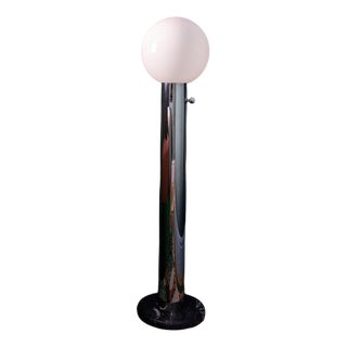 Nickel-Plated Glass Globe Marble Base Giorgio Floor Lamp by Magic Circus Editions For Sale