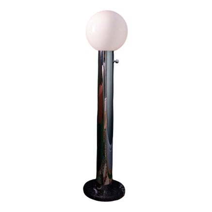 Nickel-Plated Glass Globe Marble Base Giorgio Floor Lamp by Magic Circus Editions For Sale