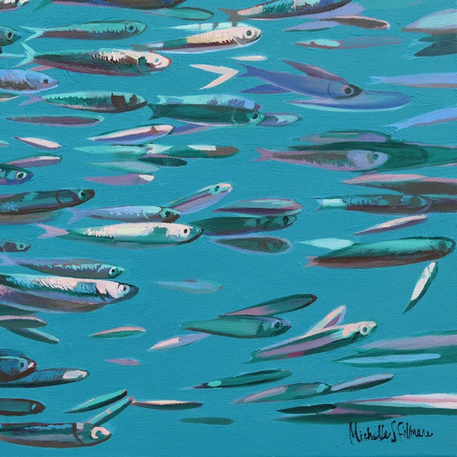 2020s Stronger Together - Abstract Figurative Ocean Swimming Still Life Oil Panting Original Artwork by Michelle Fillmore For Sale - Image 5 of 9