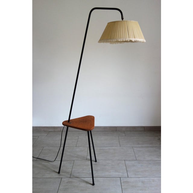 Tripod Metal Floor Lamp with Shelf, France, 1950s For Sale - Image 14 of 14