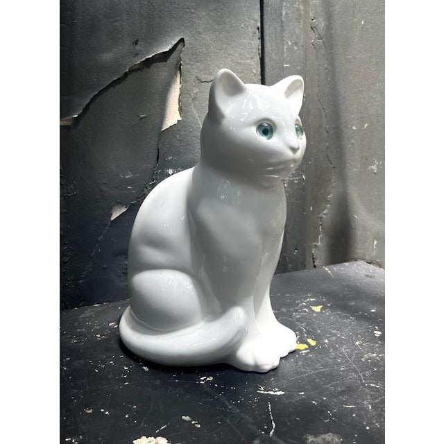 Elpo Alcobaca Portugal Small White Ceramic Cat Statue Chairish