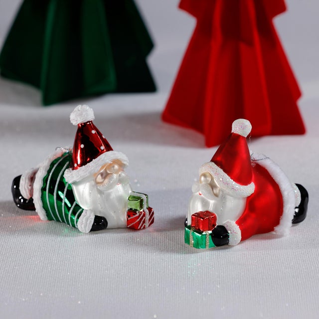 Santa Laying Down Ornaments, Assorted Set of 6 For Sale - Image 4 of 6