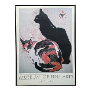 1980s Two Cats Framed Art Poster Museum of Fine Arts