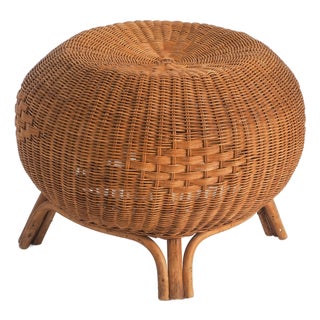 Rattan Ottoman or Side Table, 1970s For Sale