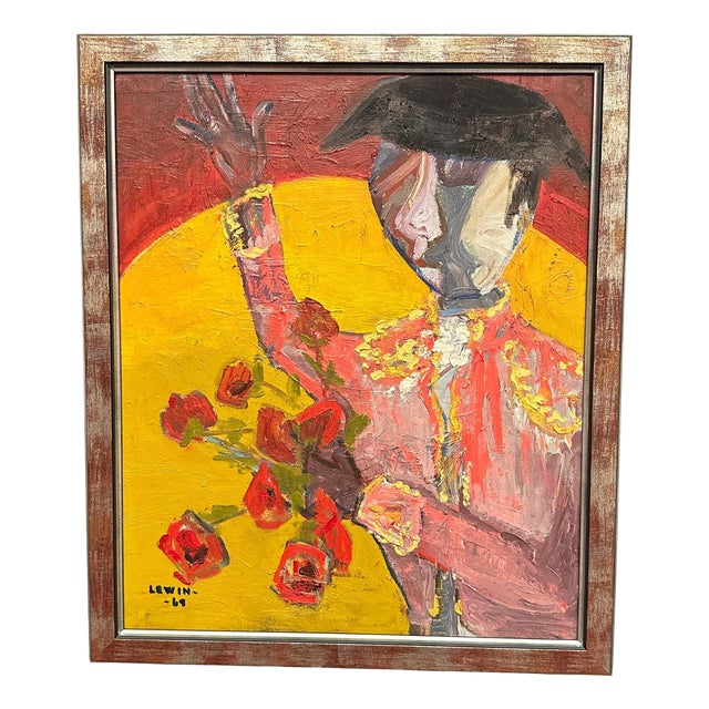 Gösta Lewin, Matador, 1969, Oil Painting on Canvas, Framed For Sale