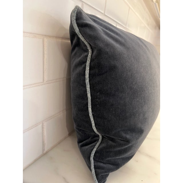 Textile Custom Kerry Joyce Velvet Lumbar Decorative Pillow With Contrasting Linen Welt For Sale - Image 7 of 8