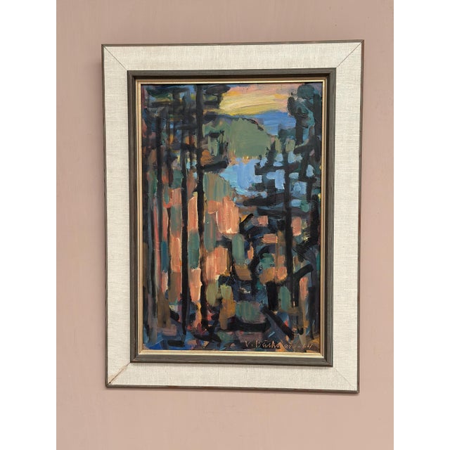Original Swedish Acrylic on Panel – “Frösön, Östersund” by Vidar Bäckman – Signed & Dated 1964 – Vintage & Framed – 50.5 ×...