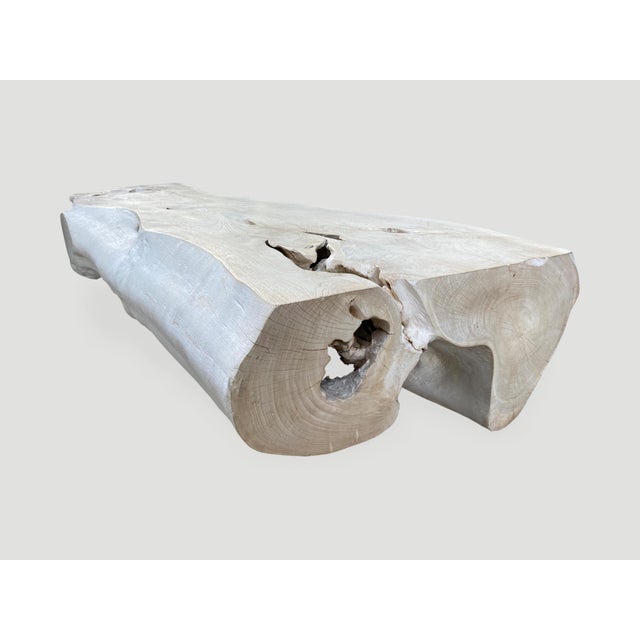 2010s Andrianna Shamaris St. Barts Organic Teak Wood Coffee Table or Bench For Sale - Image 5 of 18