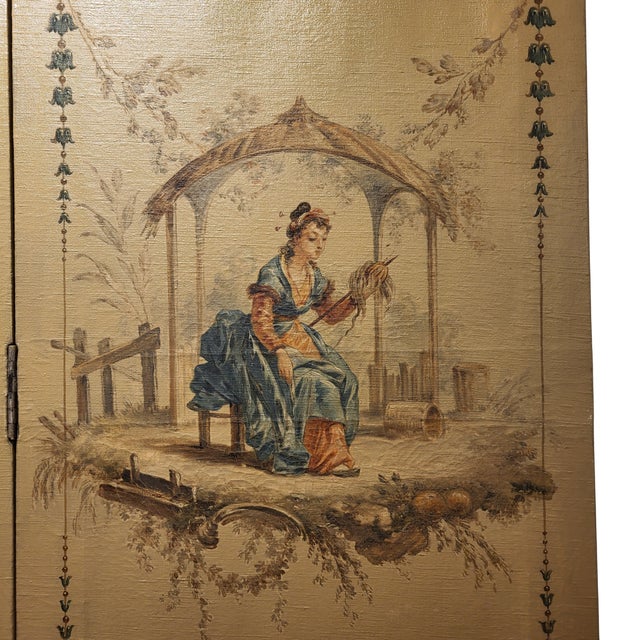 Antique French Chinoiseries Screen, Set of 2 For Sale - Image 6 of 15