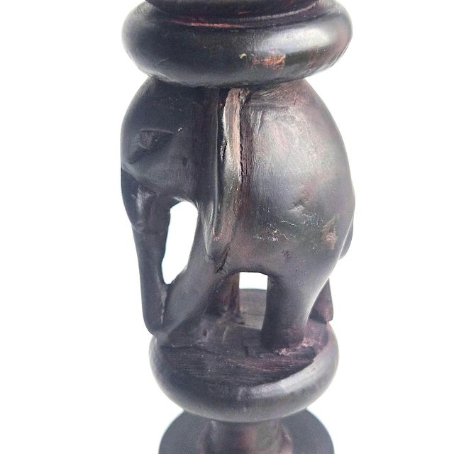 1990s Vintage Hand-Carved African Ironwood Elephant Candlestick Holder For Sale - Image 5 of 15