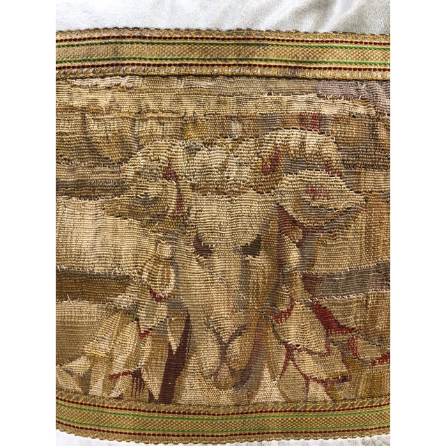 Antique Petite Aubusson Tapestry Decorative Pillow For Sale - Image 4 of 7