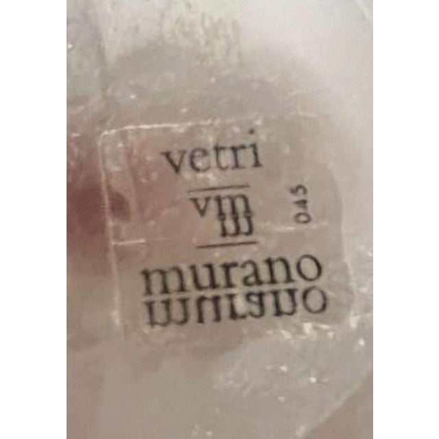 Hand-Blown Murano Frosted Pink Glass Vase – Prestigious Factory Code 045 (Cenedese), Vm Label, Italian Art Glass, 1980s. For Sale - Image 6 of 6