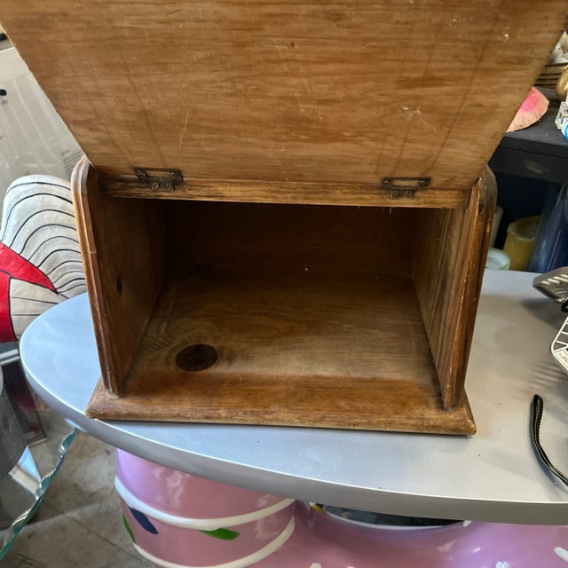 Wood Vintage Wooden Hand Painted Bread Box For Sale - Image 7 of 12