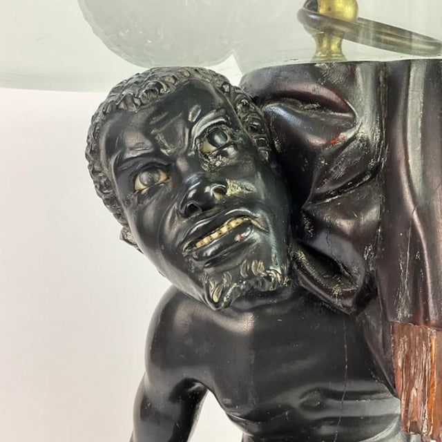 Pair of Mid-Century Modern Wood Carved Venetian Blackamoor Pedestal/Stands For Sale - Image 12 of 17