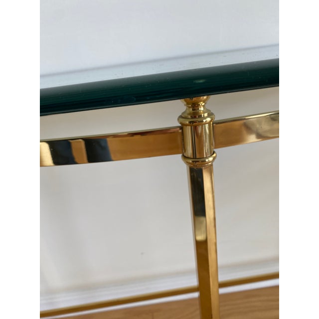 Italian Vintage Half Dome Console Brass and Glass Table For Sale - Image 3 of 7