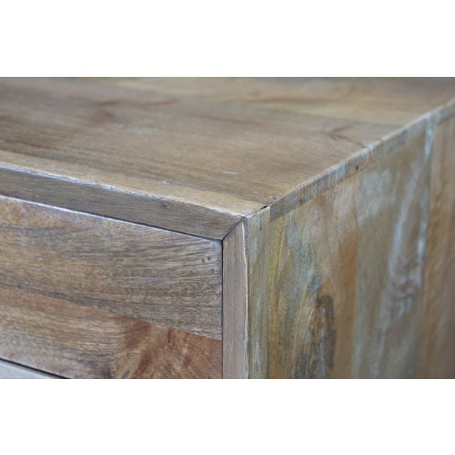 Organic Modern Mango Wood 2 Drawer Side End Accent Table Nightstand MCM For Sale - Image 14 of 18