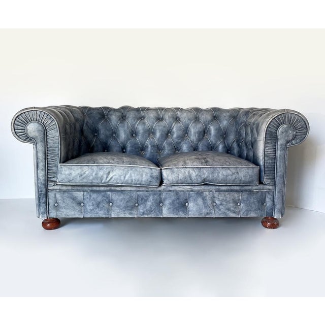 Wood Chesterfield-Style Leather Sofa, 1990s For Sale - Image 7 of 14