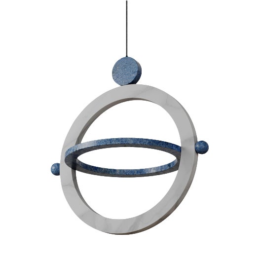 Blue White Marble Stone Ring-Shaped Gaïa Lamp by Esther Knopfler For Sale