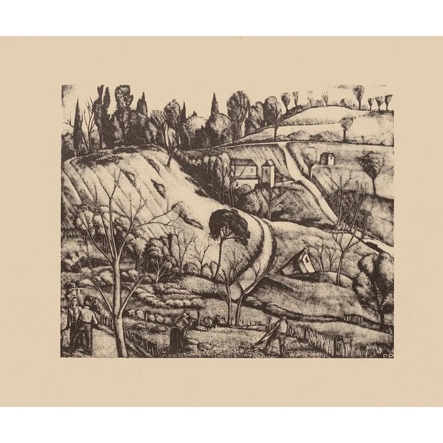 Diego Pettinelli - Landscape - Original Lithograph on Paper - 1930s For Sale