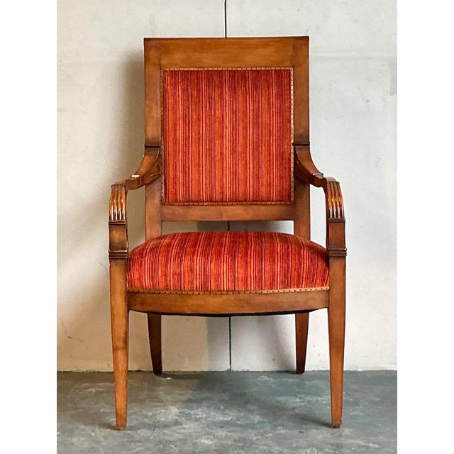 Vintage Regency Red Striated Empire Arm Chair For Sale - Image 4 of 7