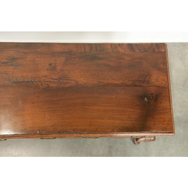 Brown Antique English Oak Sideboard with Ornate Elements, 18th Century For Sale - Image 8 of 13