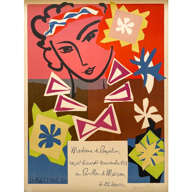 This Henri Matisse very rare vintage 1951 Mourlot fine art lithograph print " Madame De Pompadour " custom framed landmark...