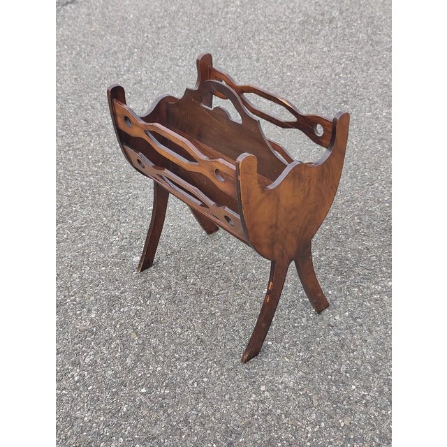 Brown Mid 20th Century Vintage Georgian Style Wood Magazine Rack For Sale - Image 8 of 9