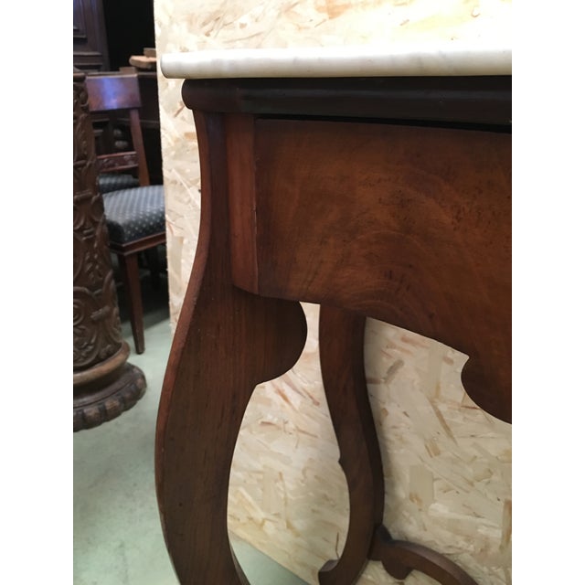 20th Century Marble Top Walnut Console Table With Drawer For Sale - Image 11 of 12