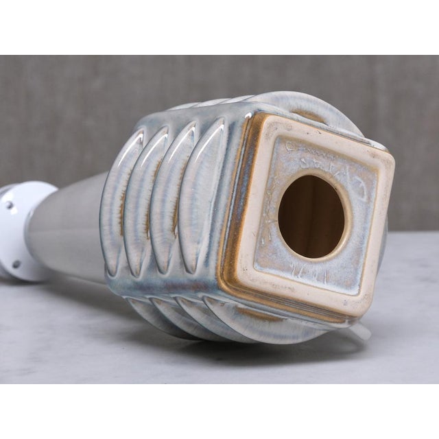 Misty Blue Glazed Ceramic Table Lamp by Einar Johansen for Søholm, Denmark, 1960s For Sale - Image 11 of 12