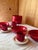 Cream Mid-Century Modern Dutch Crimson Red Stoneware Dinner Service by Potterie De Driehoek Huizen, 1960, Set of 26 For Sale - Image 8 of 10