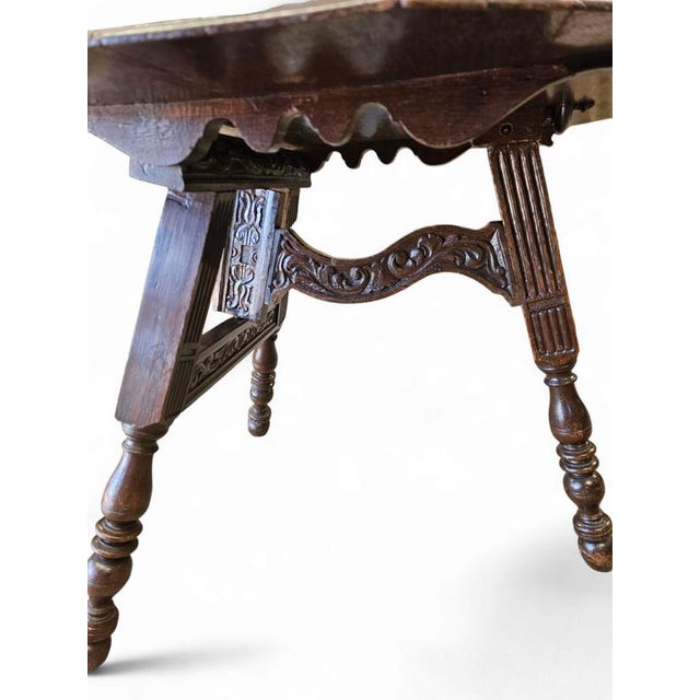 Antique Carved Tripod Folding Table in Oak, Netherlands, 1880s For Sale - Image 13 of 14