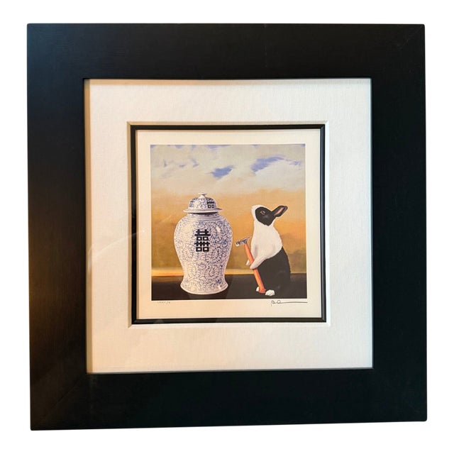 Robert Deyber Authentic Lithograph Framed Hand Signed Numbered Bad Hare Day (Vase) For Sale