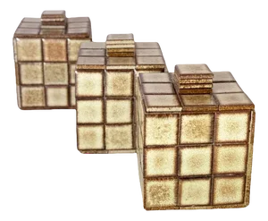Ceramic Boxes with Small Ceramic Tiles Decoration, 1970s, Set of 3