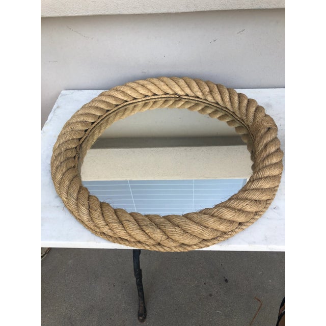 French Mid-Century Round Rope Mirror Adrien Audoux and Frida Minet For Sale - Image 3 of 6