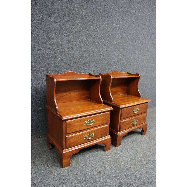 1980s 1980s Pair of Henkel Harris Wild Black Cherry Nightstands For Sale - Image 5 of 14