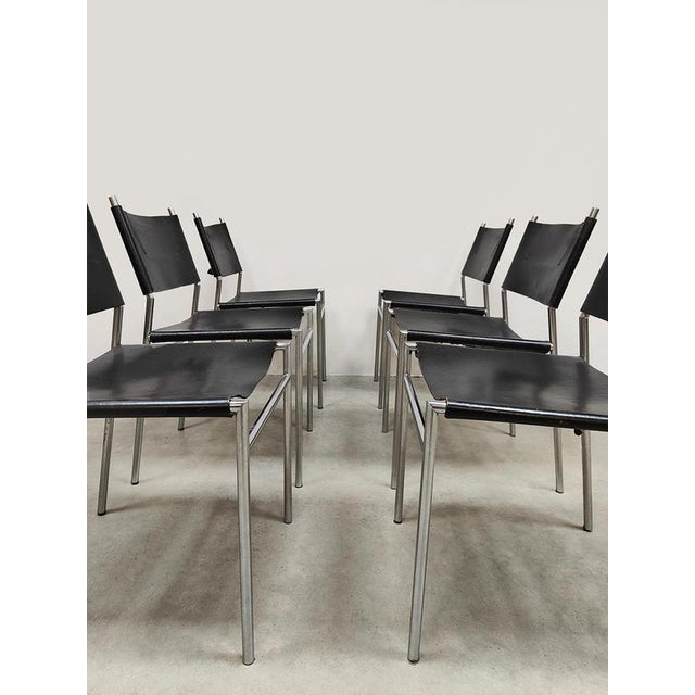 Martin Visser Vintage Leather SE06 Dining Chairs by Martin Visser for Spectrum, 1960s For Sale - Image 4 of 8